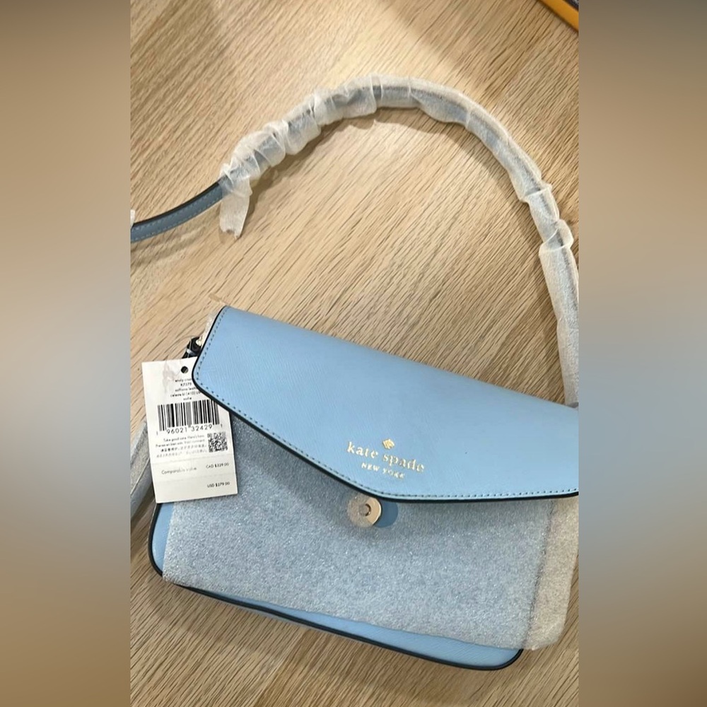 KATE SPADE Powder Blue Leather Envelope Crossbody ORIGINALLY $270